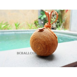 balls coins bags rattan leather handle long